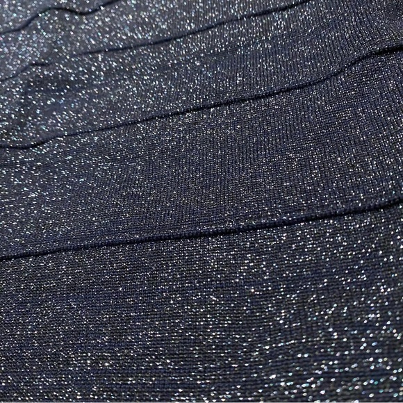 Y2K Dynamite Mini Metallic Thread Pencil Skirt in Navy, size small - Picture 4 of 8